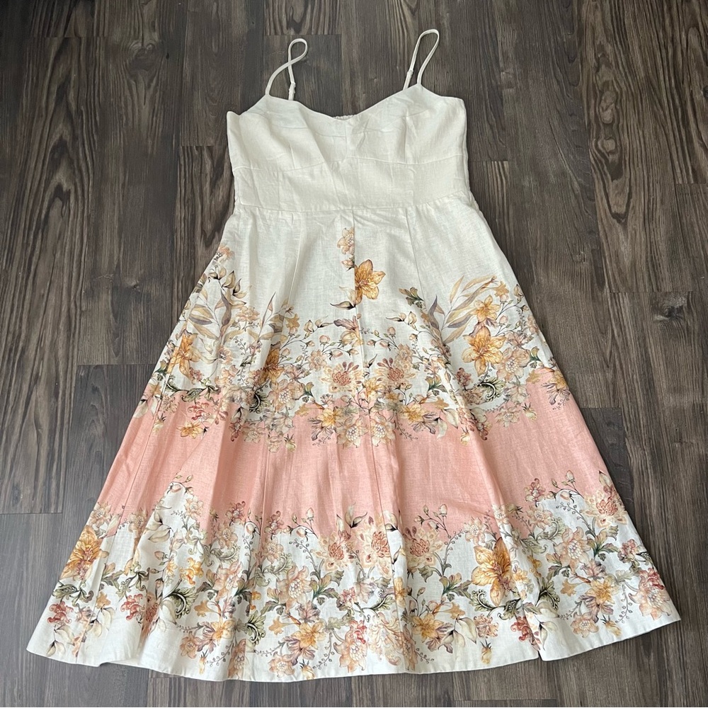Joie NEW Linen Floral A-line Midi Summer Dress - Picture 3 of 15